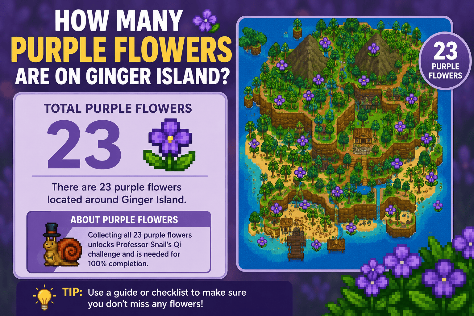 how many purple flowers are on ginger island